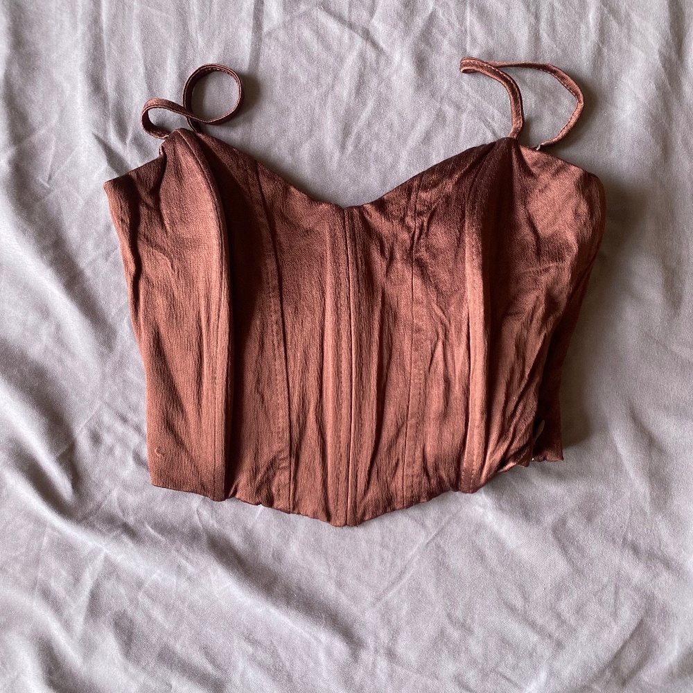 Zara brown satin crop top